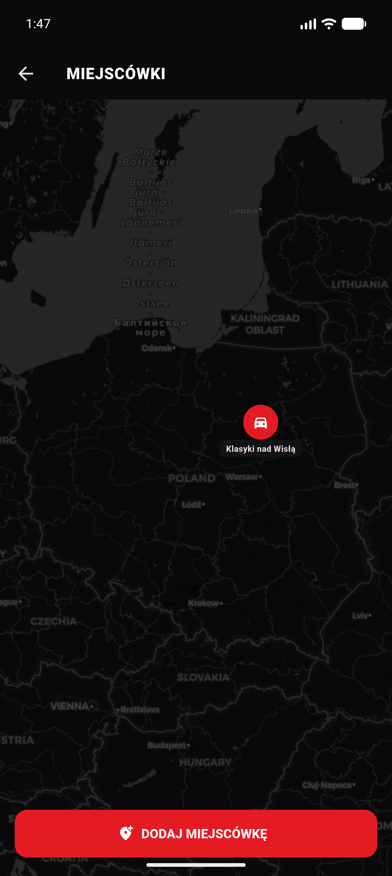 Mapa miejscówek w aplikacji REVMEET